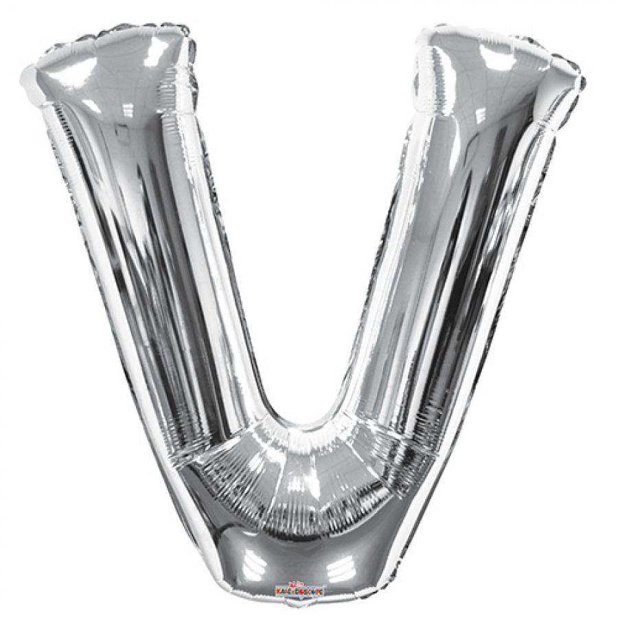 34 inch Silver Letter V