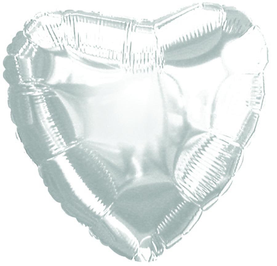 Silver Heart Foil Balloon – 10 pack