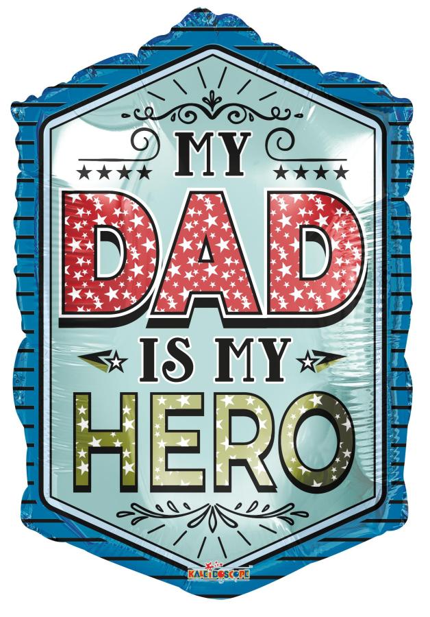 Packaged 28" Dad is my hero balloons - 5 pack