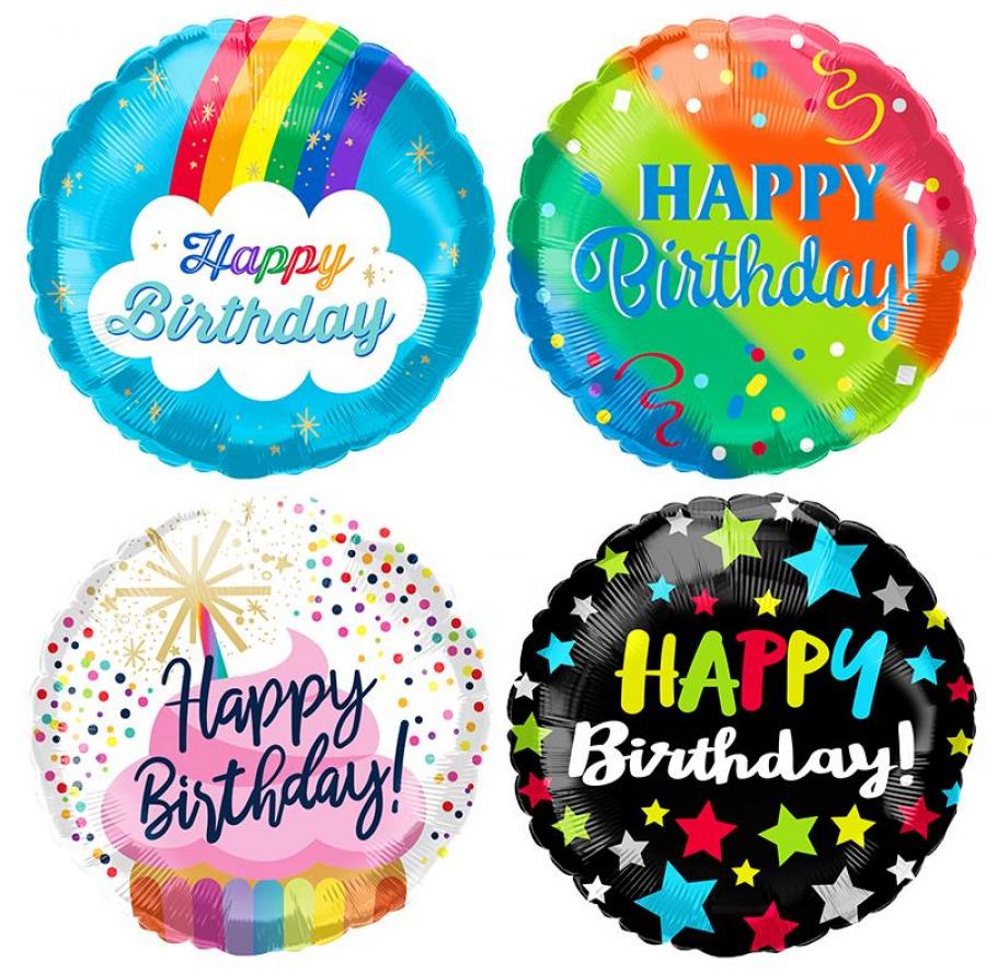 9" Assorted Birthday Inflated Mylars - 24 count