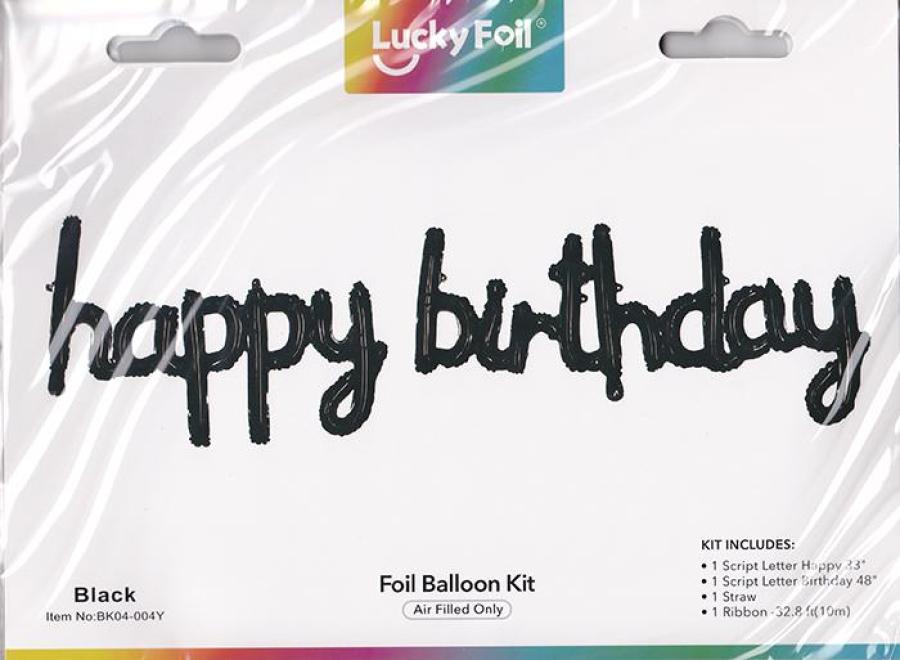 "Happy Birthday" Script Balloon in Black