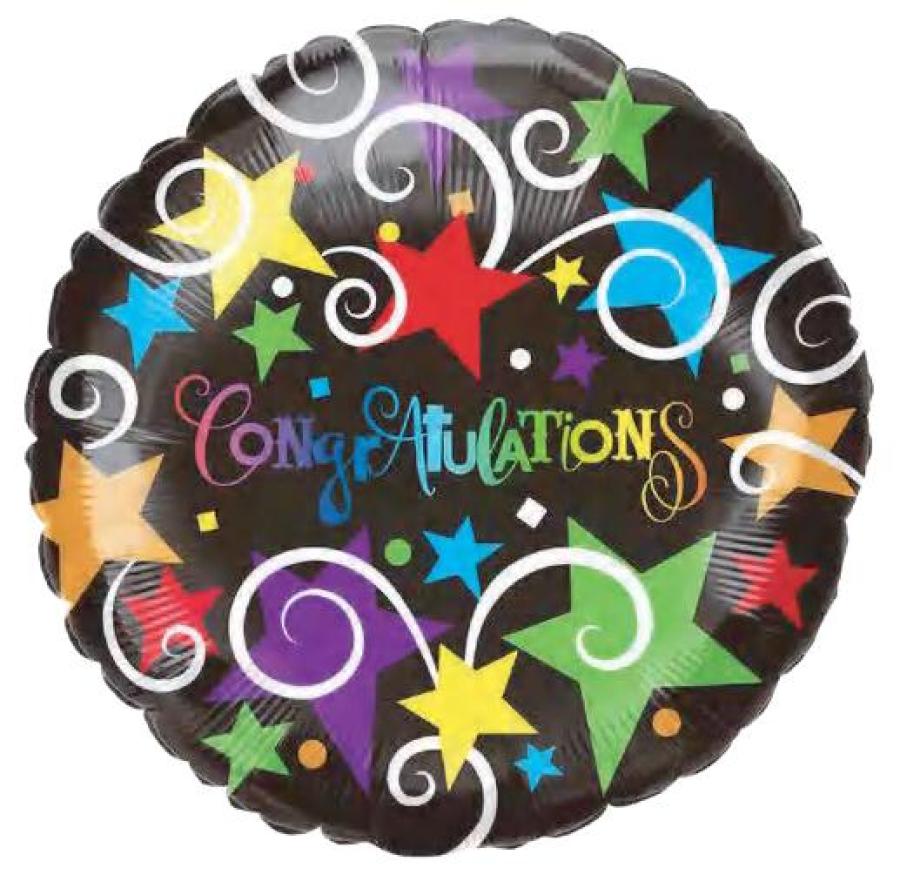 *Congratulations with Stars Foil Balloon – 10 pack
