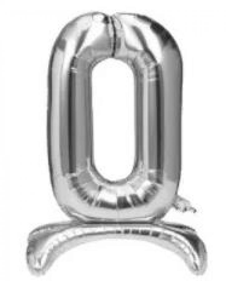 40" Silver Stand Up Number "0"