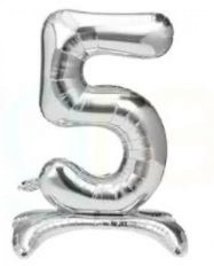 40" Silver Stand Up Number "5"