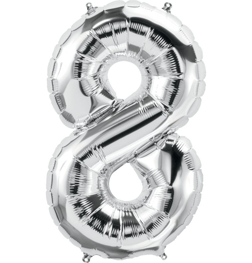 34 inch Silver Number 8