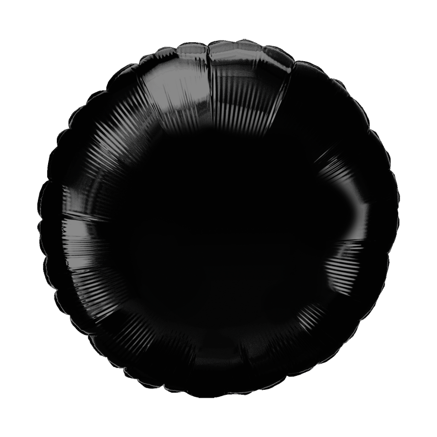 Packaged 18" Black Round Foil Balloon – 10 pack