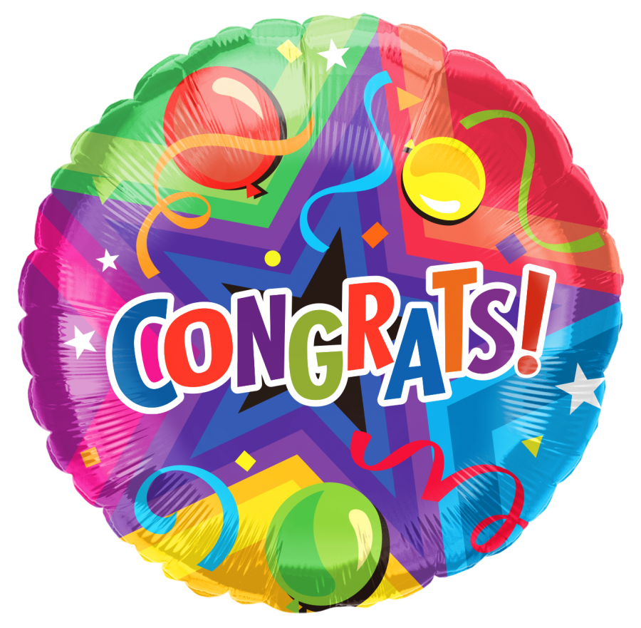 *9" Congratulations Foil Balloon with Valve – 10 pack