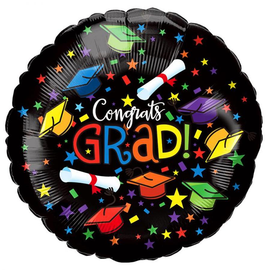 *9" Graduation Foil Balloon with Valve – 10 pack