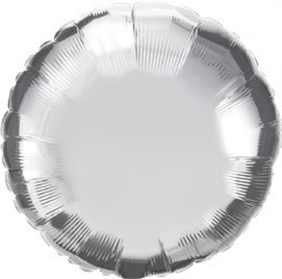 *9" Silver Round Foil Balloon with Valve – 10 pack