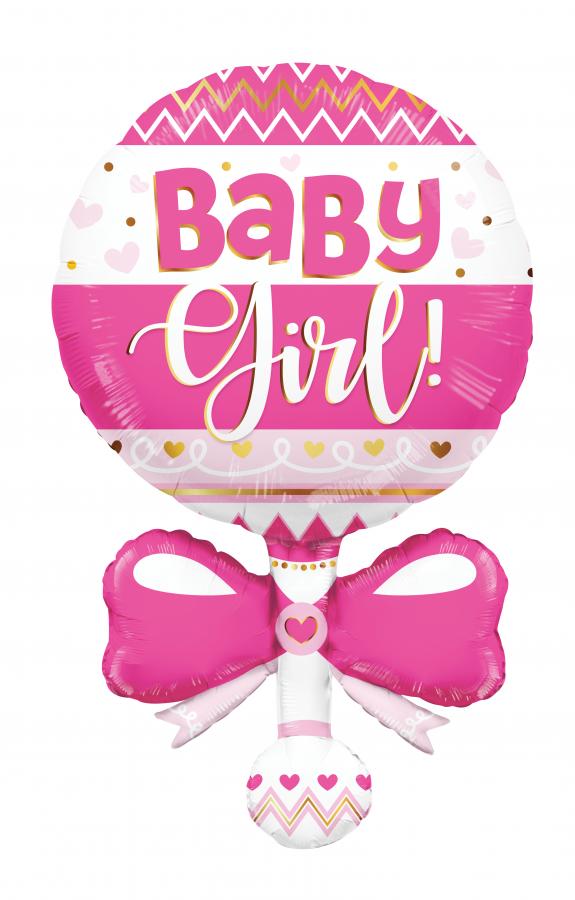 36" Baby Girl Congrats Foil Balloon – 5 pack