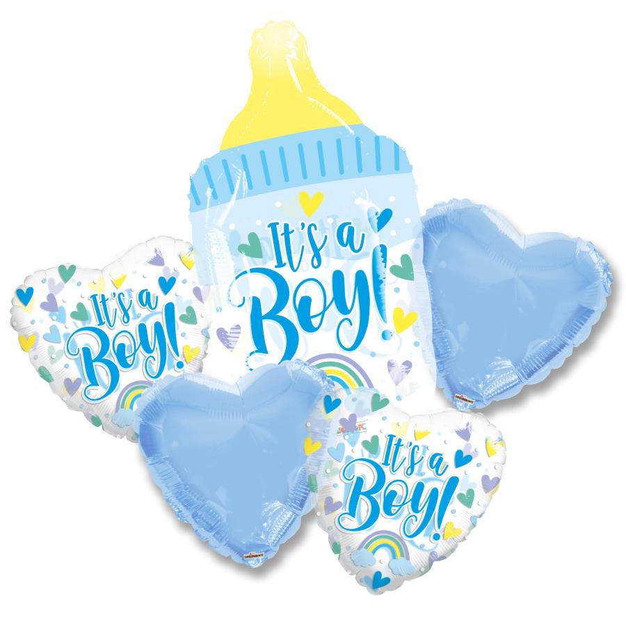 Baby Boy Foil Balloon Bouquet – 5 pack