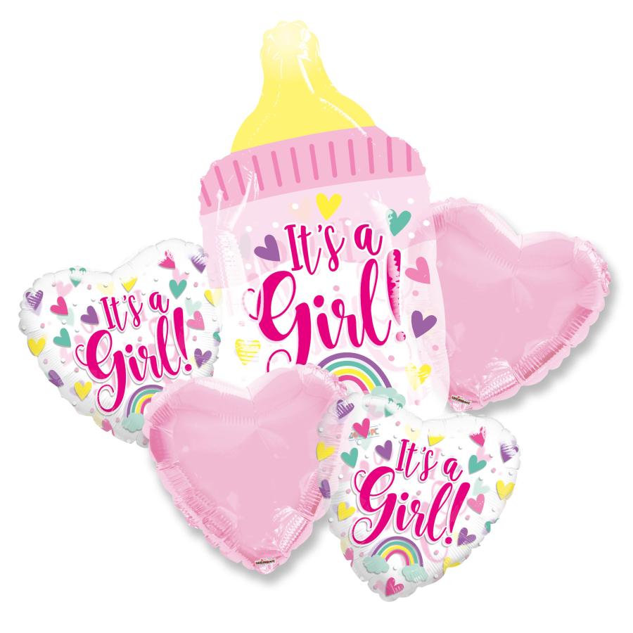 Baby Girl Foil Balloon Bouquet – 5 pack