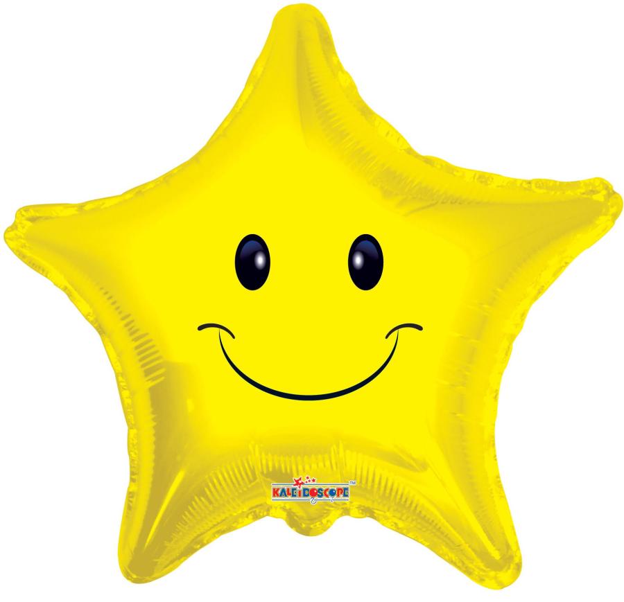 Happy Face Star Foil Balloon – 5 pack