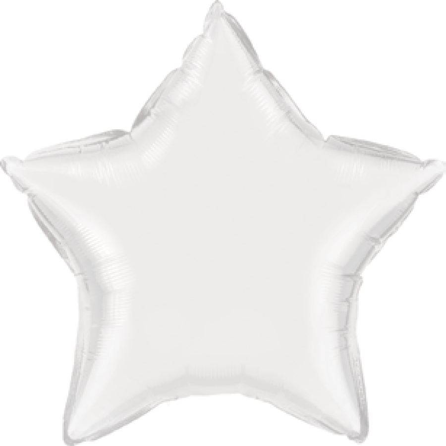 Packaged 18" White Star Foil Balloon – 10 pack