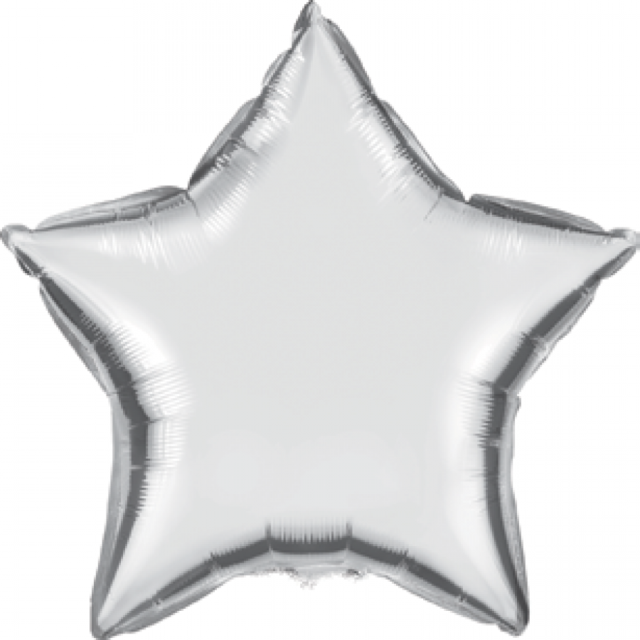 *9" Silver Star Foil Balloon with Valve – 10 pack