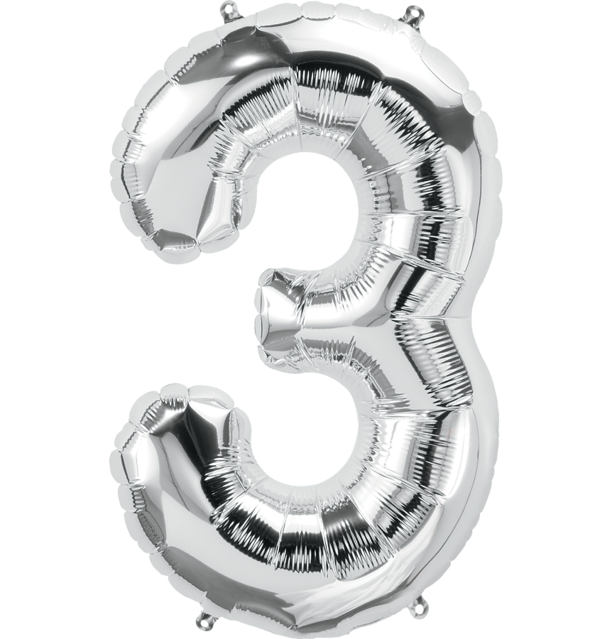 14" Silver Number "3"