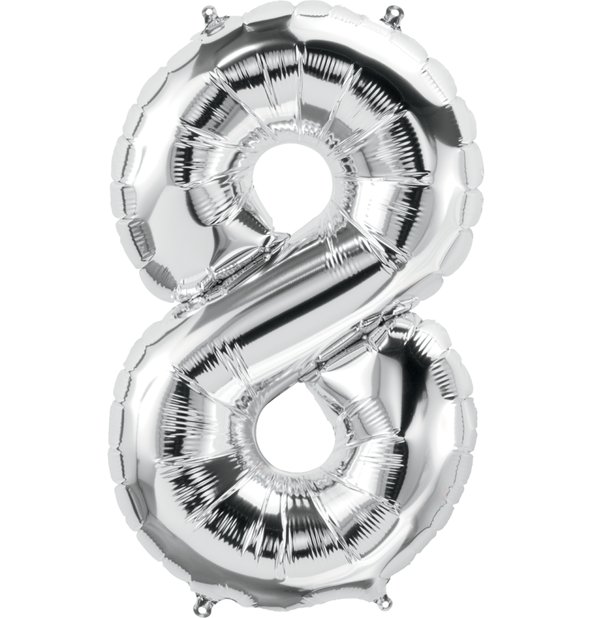 14" Silver Number "8"