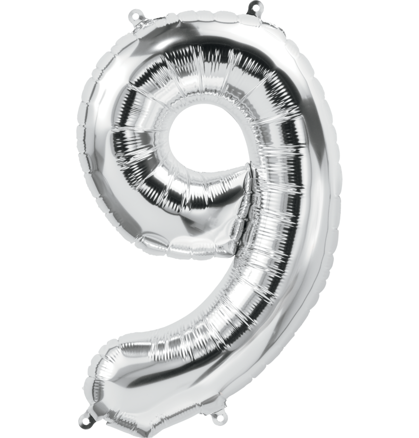 14" Silver Number "9"