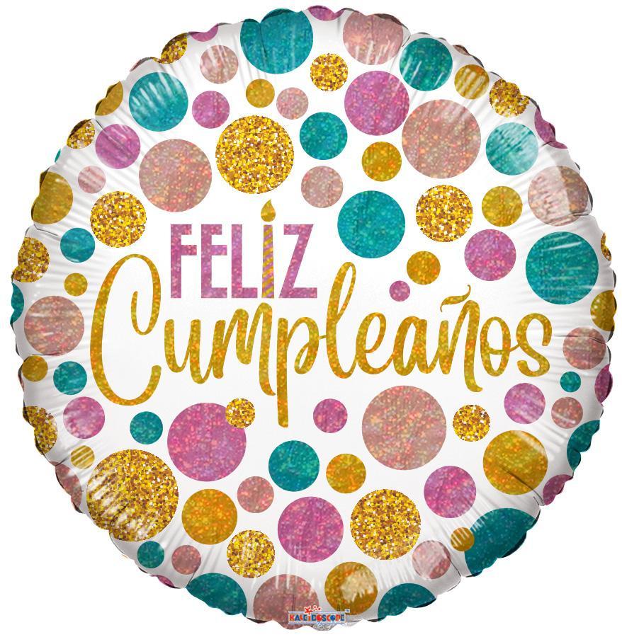 *Spanish Birthday Glitter Foil Balloon – 5 pack