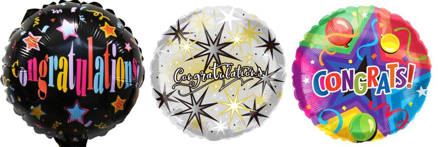 9" Assorted Congratulations Inflated Mylars - 24 count