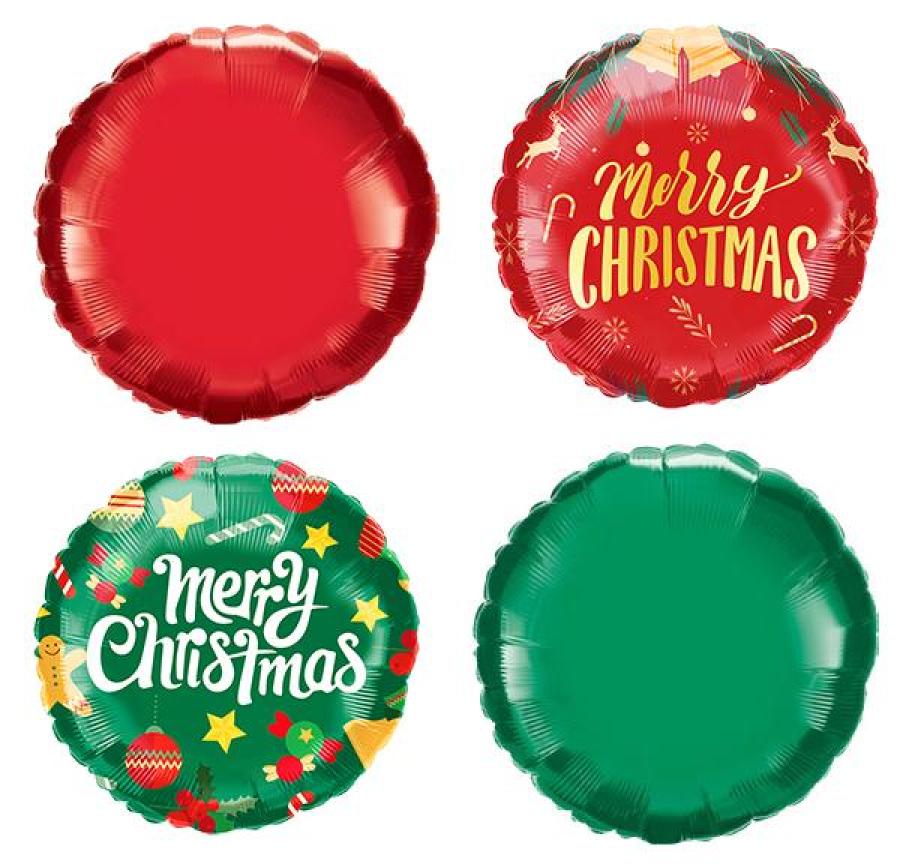 9" Assorted Christmas Inflated Mylars - 24 count