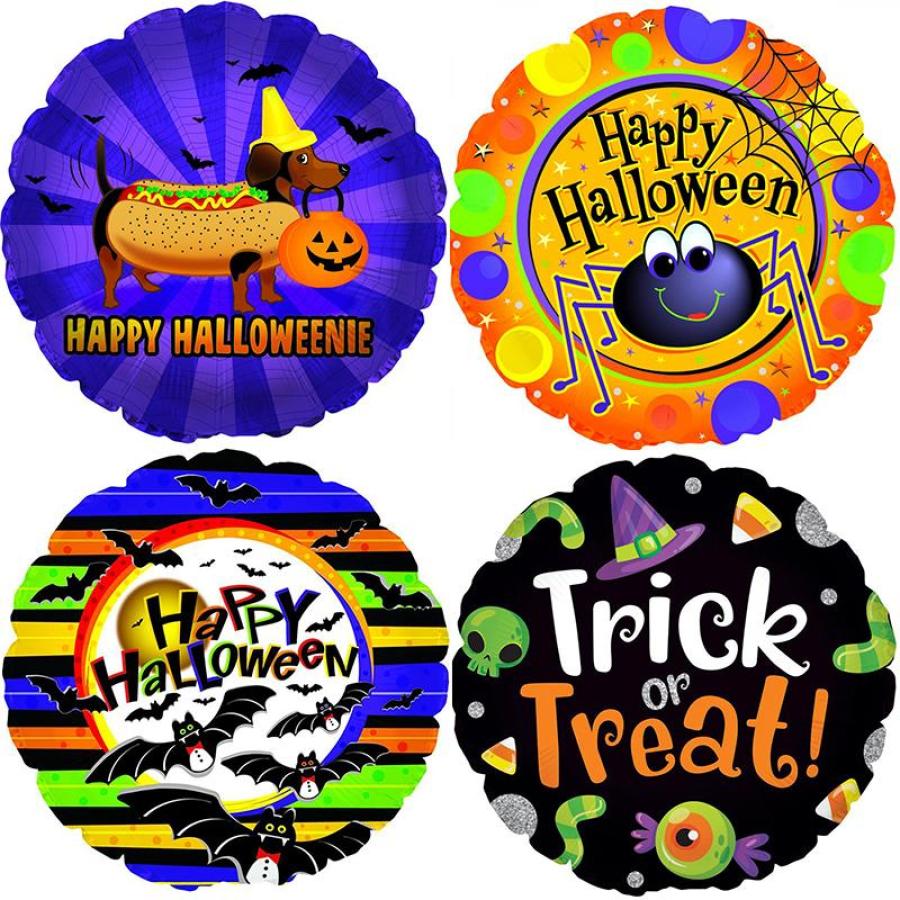 9" Assorted Halloween Inflated Mylars - 24 count