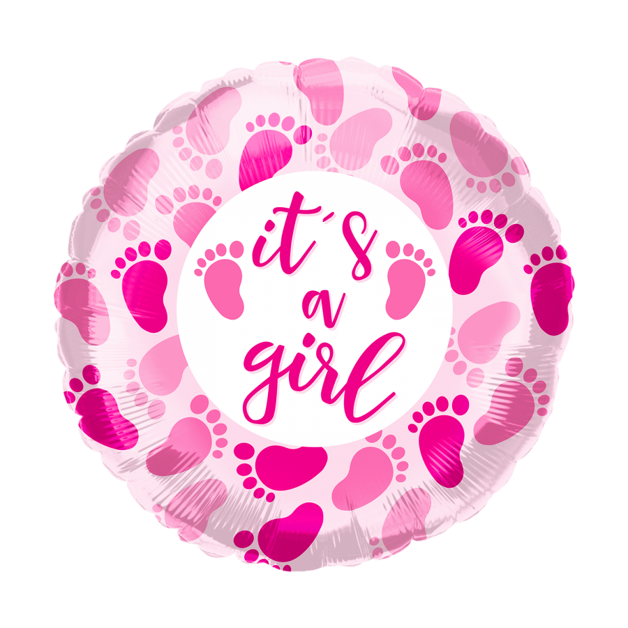 Baby Girl Foil Balloon with Ribbon Attached – 10 pack