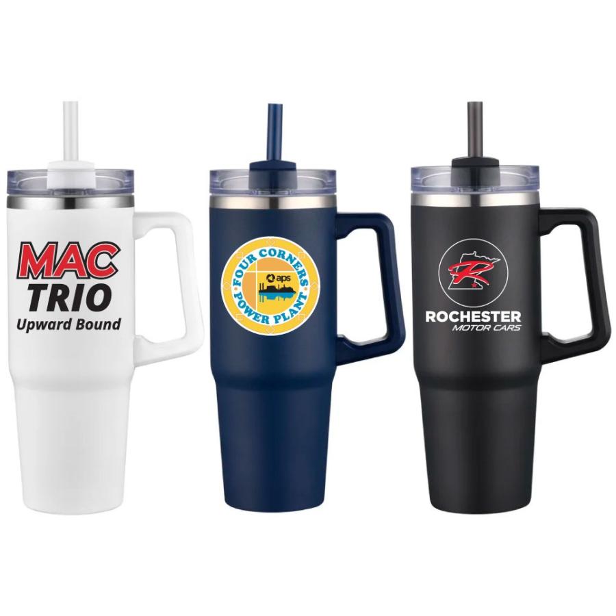 Customized 30 oz. Stainless Steel Vacuum Insulated Mug with Straw Lid