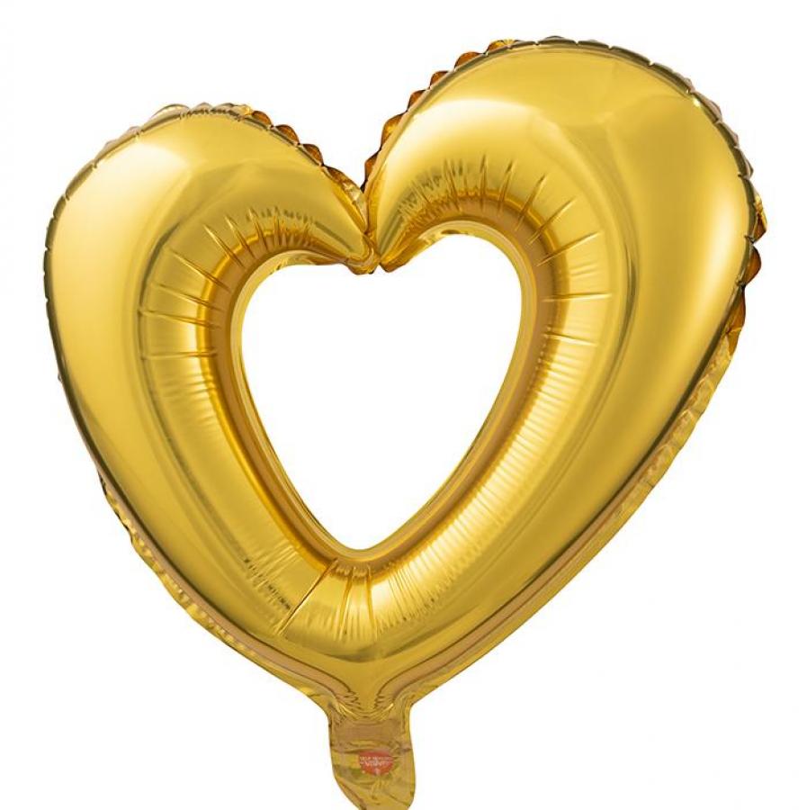 40" Gold Open Heart Foil Balloon – 5 pack