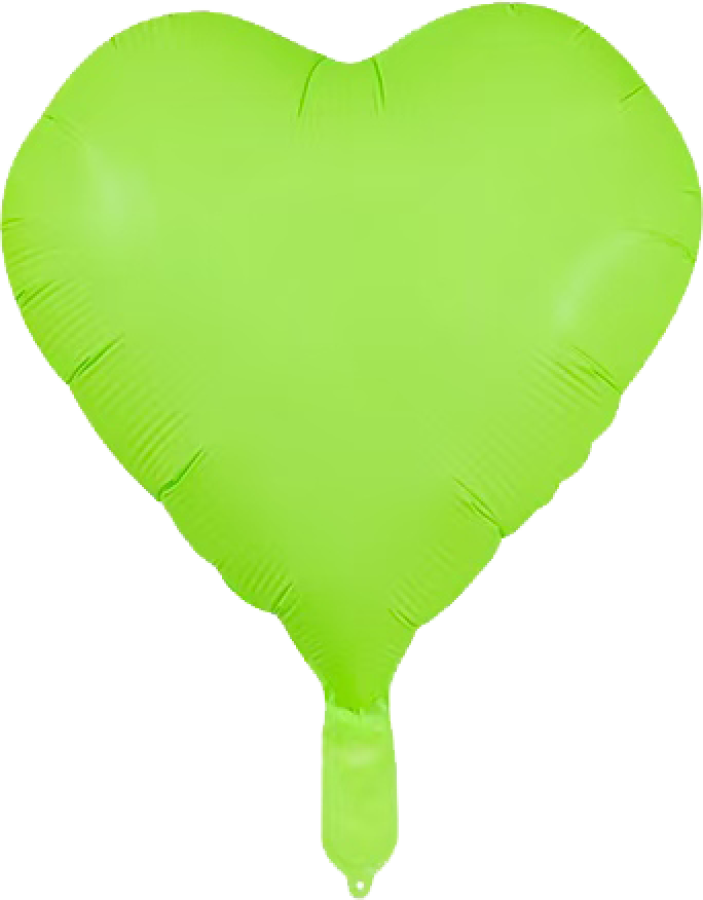 Neon Green Heart Foil Balloon – 10 pack