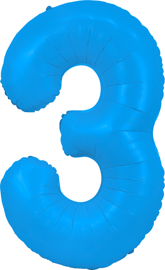 34" Neon Blue Number 3