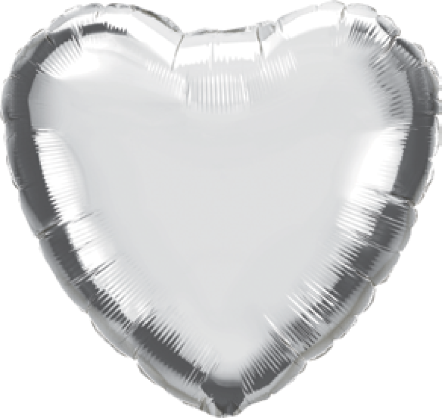 24" Silver Heart Foil Balloon – 5 pack