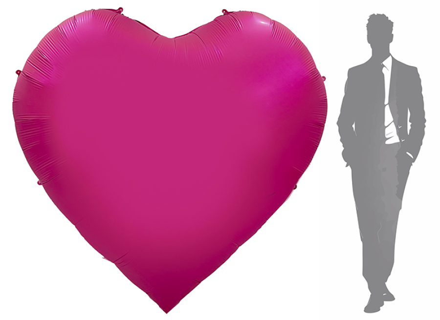 65" Satin Magenta Heart Foil Balloon