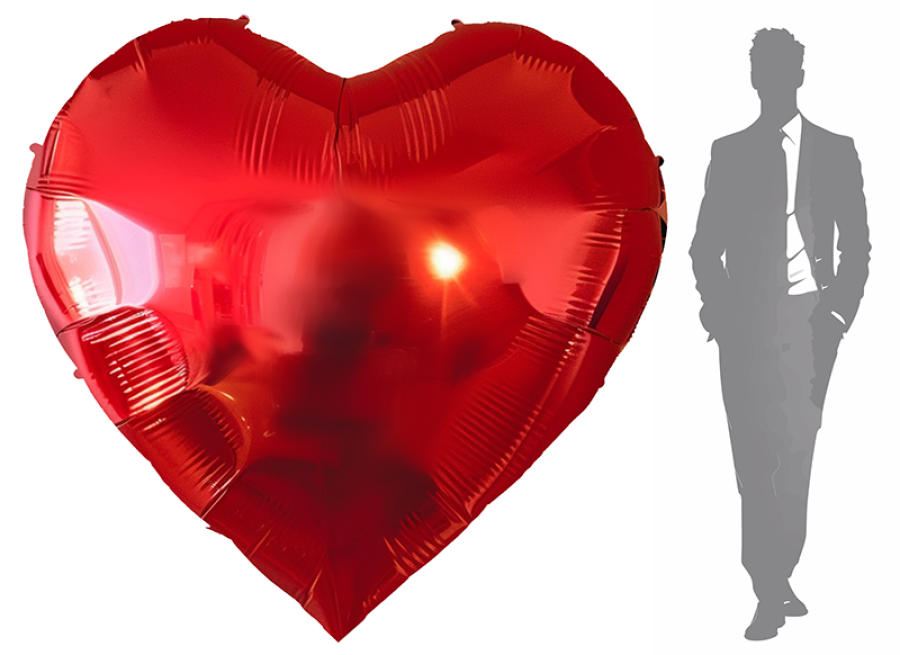 65" Red Heart Foil Balloon