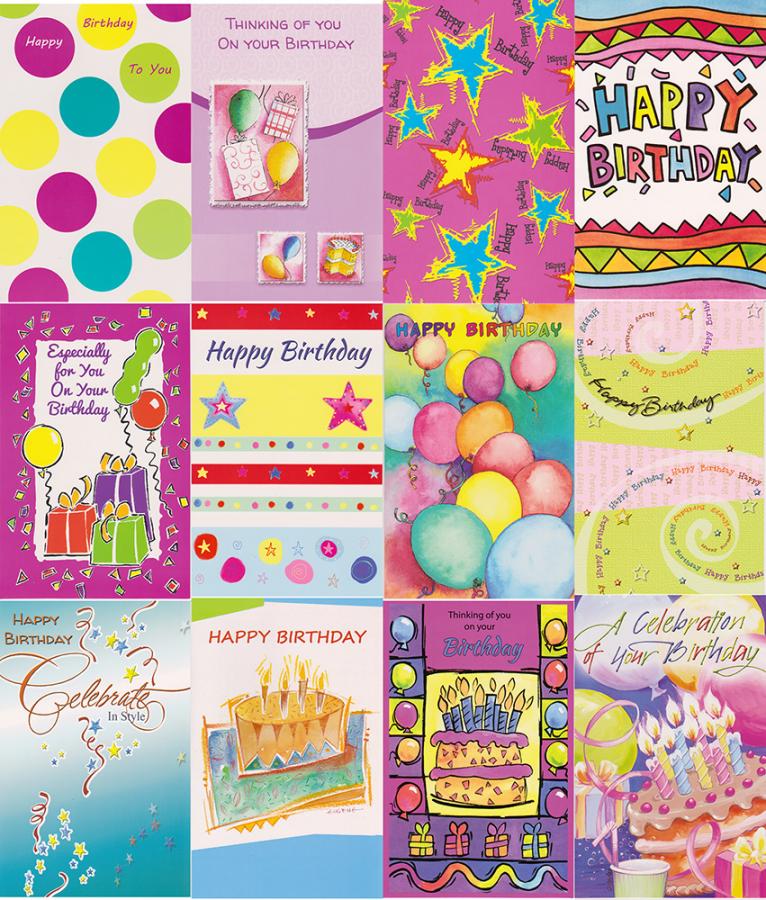 *12 Assorted Birthday cards