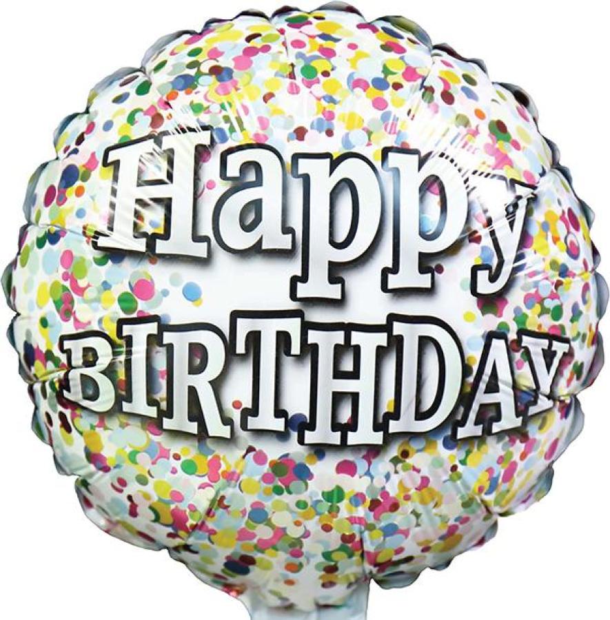 *9" Birthday Foil Balloon with Valve – 10 pack