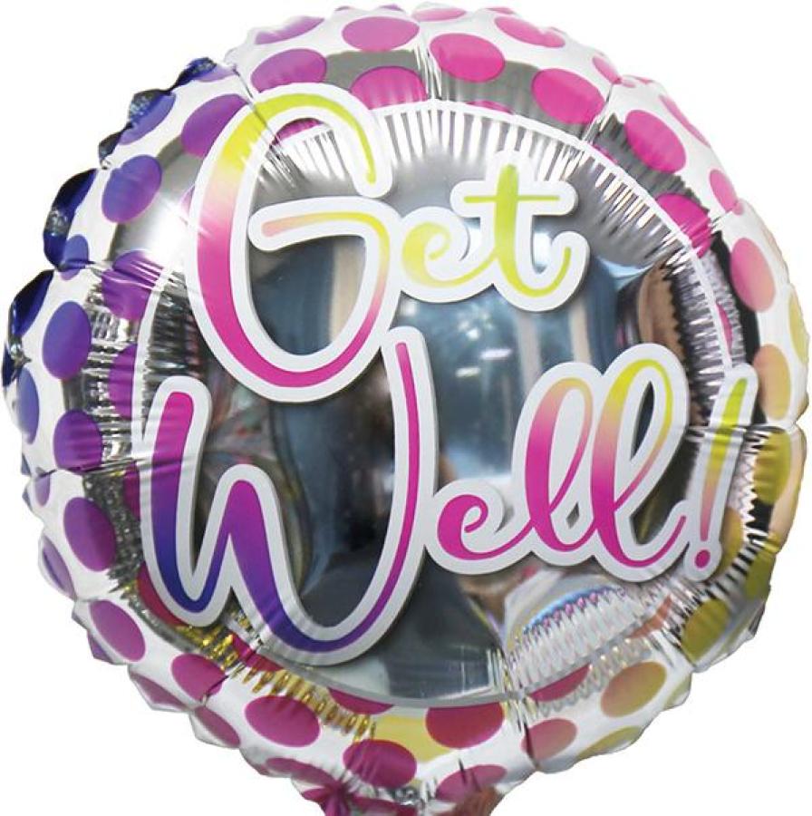 *9" Get Well Foil Balloon with Valve – 10 pack