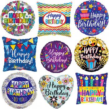 *100 Assorted Birthday Foil Balloons