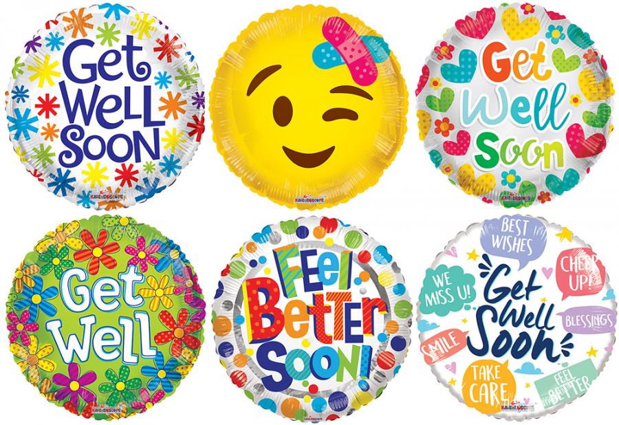 *60 Assorted Get Well Foil Balloons
