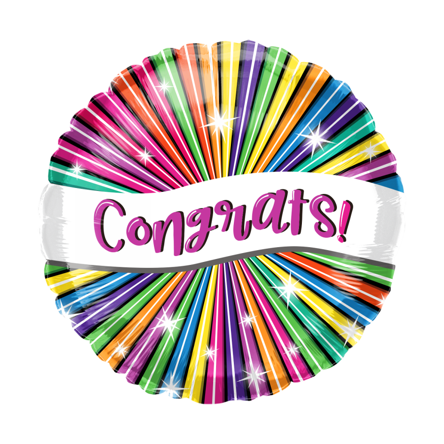 Congratulations Foil Balloon with Ribbon Attached – 10 pack