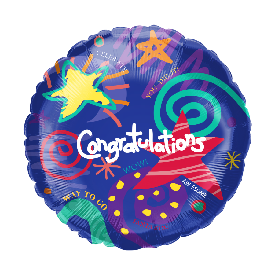 Congratulations Foil Balloon with Ribbon Attached – 10 pack