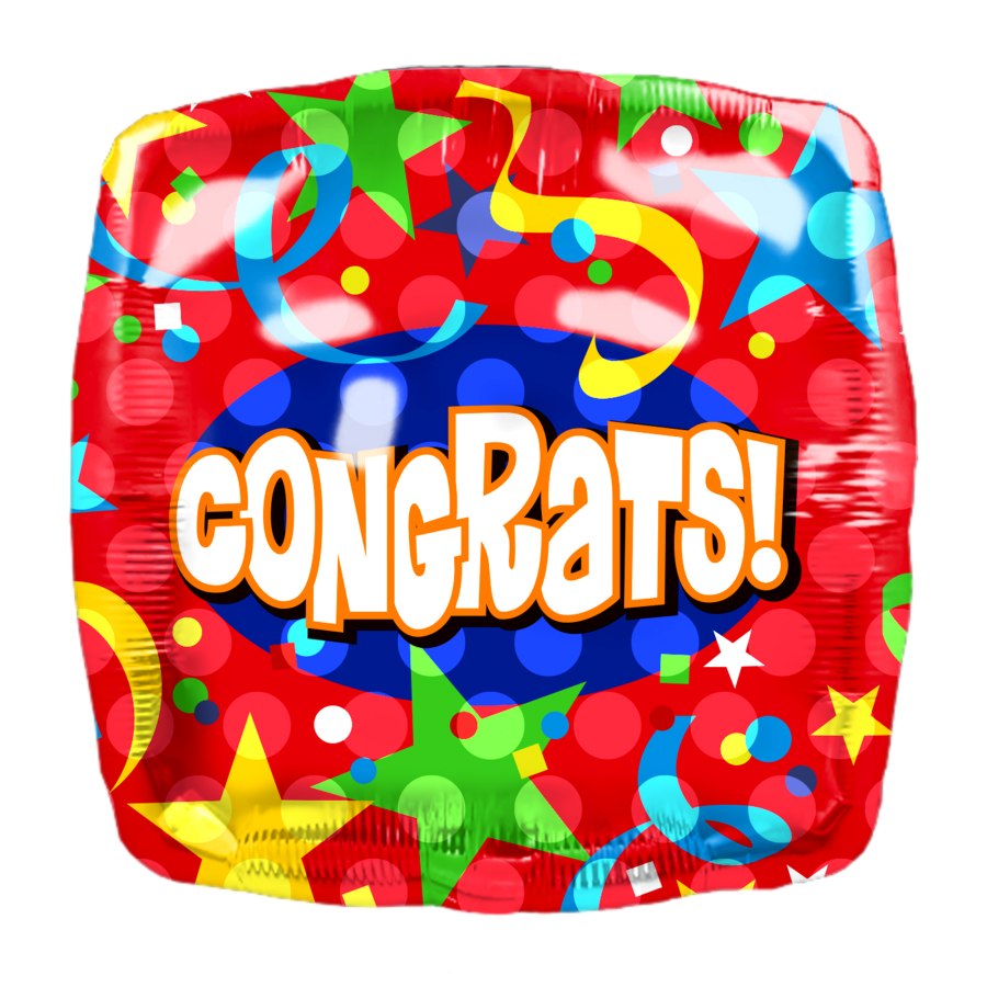 Congratulations Foil Balloon with Ribbon Attached – 10 pack