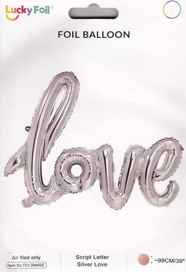 'Love" Script in Silver