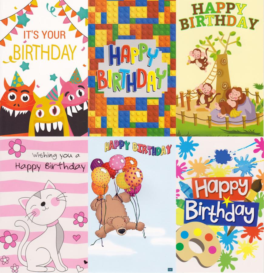 60 Assorted Wrapped Juvenile Birthday Cards