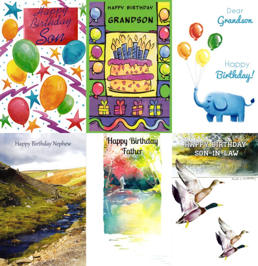 120 Assorted Wrapped Male Relative Birthday Cards