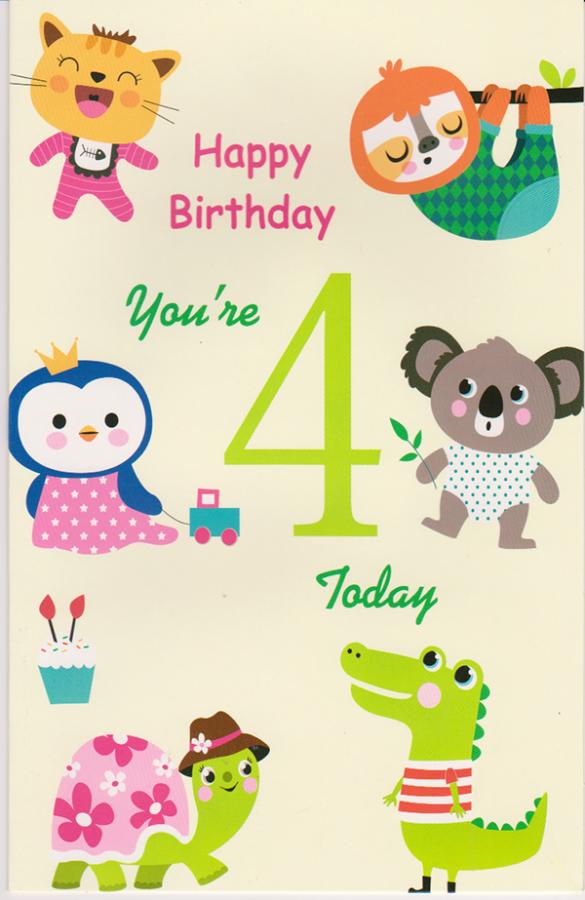 Wrapped 4th Birthday Cards  (12 pack)