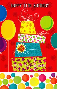 Wrapped 11th Birthday Cards  (12 pack)