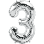 14" Silver Number "3"