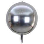 15" Silver Sphere shaped Mylar Balloon