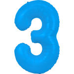 34" Neon Blue Number 3